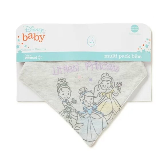 New! Disney Princess 3pc Baby Bib Handkerchief Bibs - Picture 2 of 2